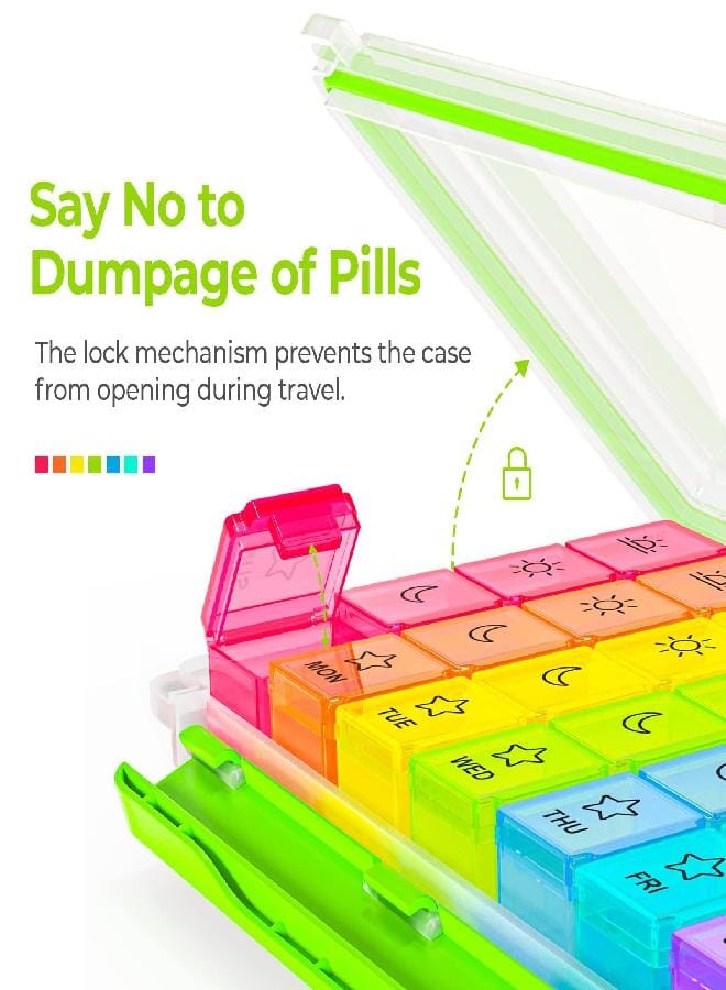 AUV0N AUVON iMedassist Moisture-Proof Weekly Pill Organizer 4 Times a Day, Large 7 Day Pill Box Portable for Travel with Removable Individual Containers to Hold Vitamins, Supplements and Medication - Image 4